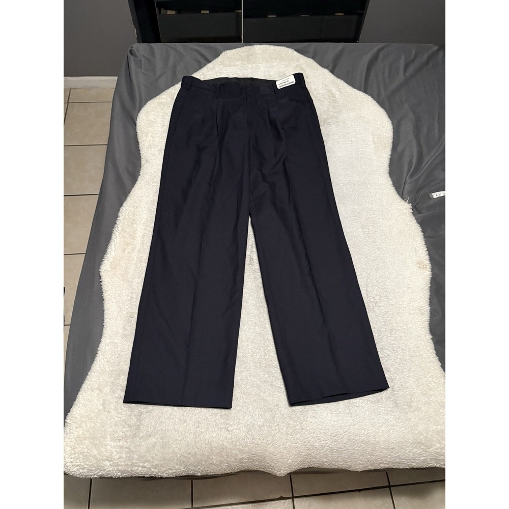 VF Imagewear Pants Mens 36x32 Navy Blue Wool Blend Dress Slacks Workwear Uniform